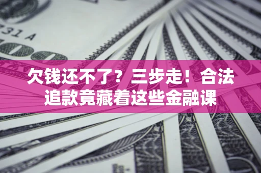武汉欠钱还不了？三步走！合法追款竟藏着这些金融课
