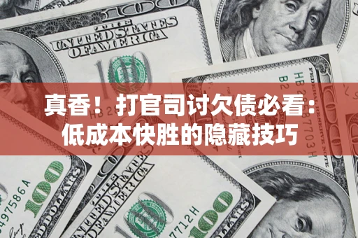 武汉真香！打官司讨欠债必看：低成本快胜的隐藏技巧